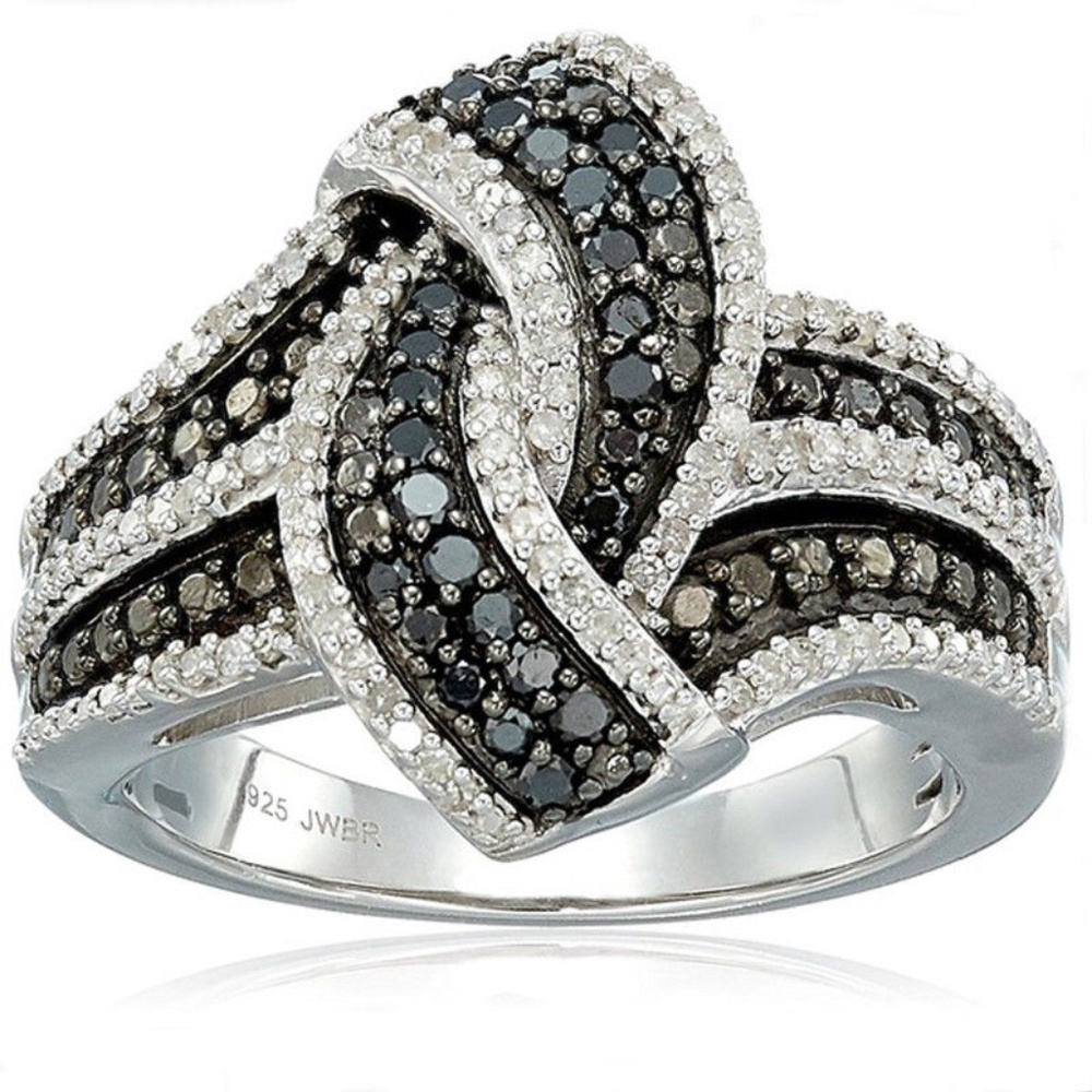 Black and White Pave swirl ring size 7